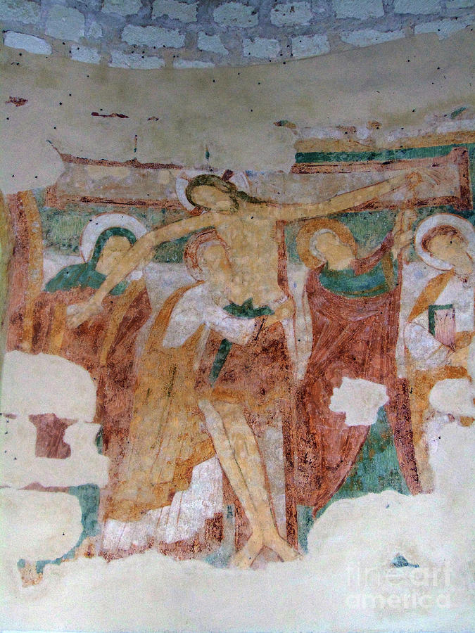 The Descent From Croix, Saint-jean Du Liget Chapel, Touraine, 12th Century Painting by Unknown Artist