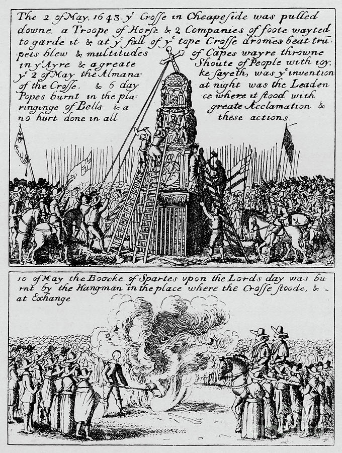 The Destruction Of Cheapside Cross Drawing by Print Collector