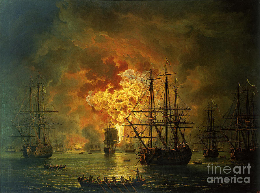 The Destruction Of The Turkish Fleet At The Bay Of Chesma, 1772 ...