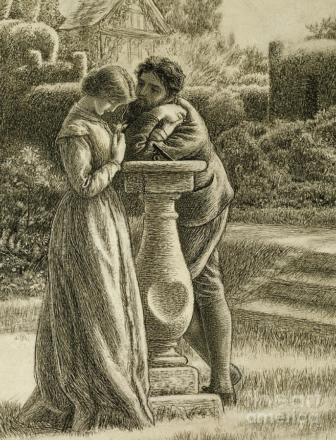 Black And White Drawing - The Dial, 19th century by Arthur Hughes