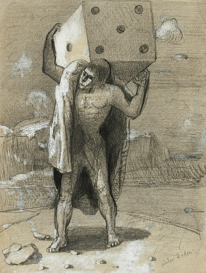 The Die, also called the Weight of Passions Drawing by Odilon Redon