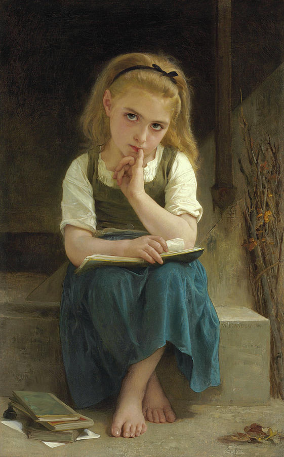 William Adolphe Bouguereau Painting - The difficult lesson by William-Adolphe Bouguereau