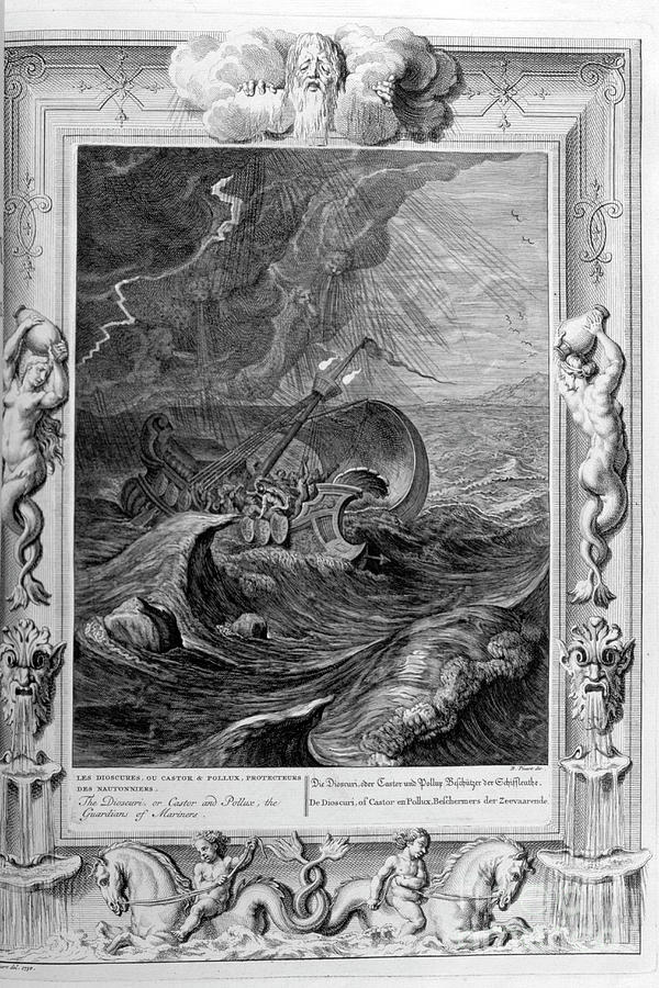 Black And White Drawing - The Dioscuri Castor And Pollux Protect by Print Collector