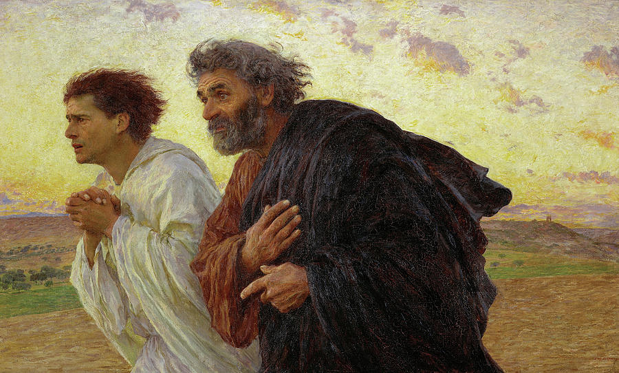 Eugene Burnand Painting - The Disciples Peter and John running to the tomb on the morning of the Resurrection, 1898 by Eugene Burnand