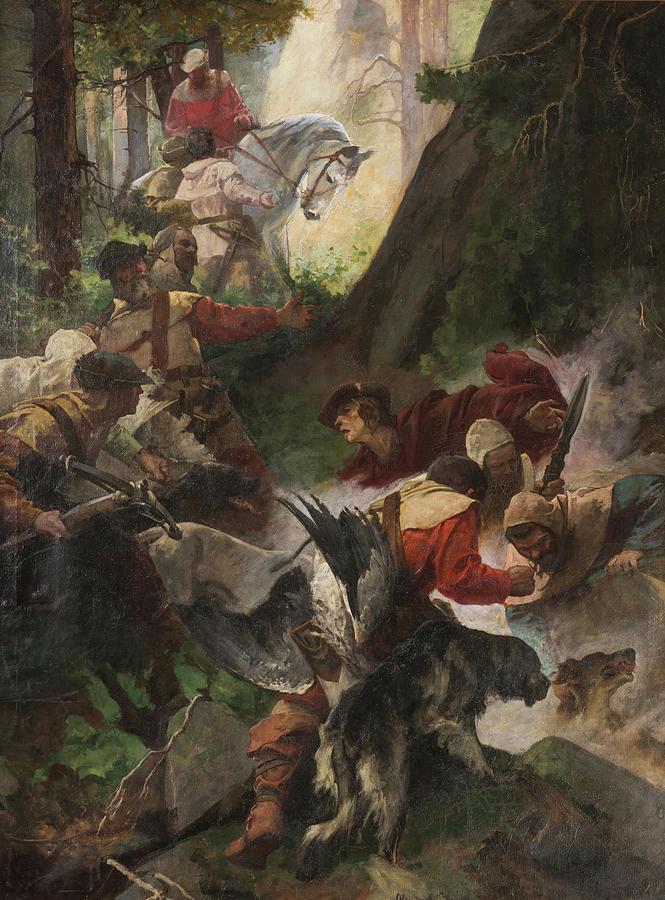The Discovery Of Hot Springs By Charles Iv Painting by Alexander Jakesch The Discovery Of Hot Springs By Charles Iv Painting by Alexander Jakesch