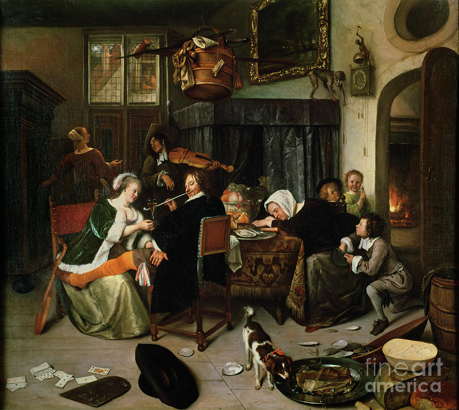 The Dissolute Household, 1668 Painting by Jan Havicksz. Steen