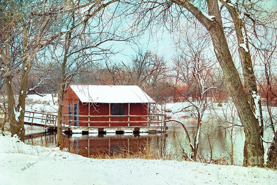 Winter Digital Art - The Dockhouse by Betty LaRue