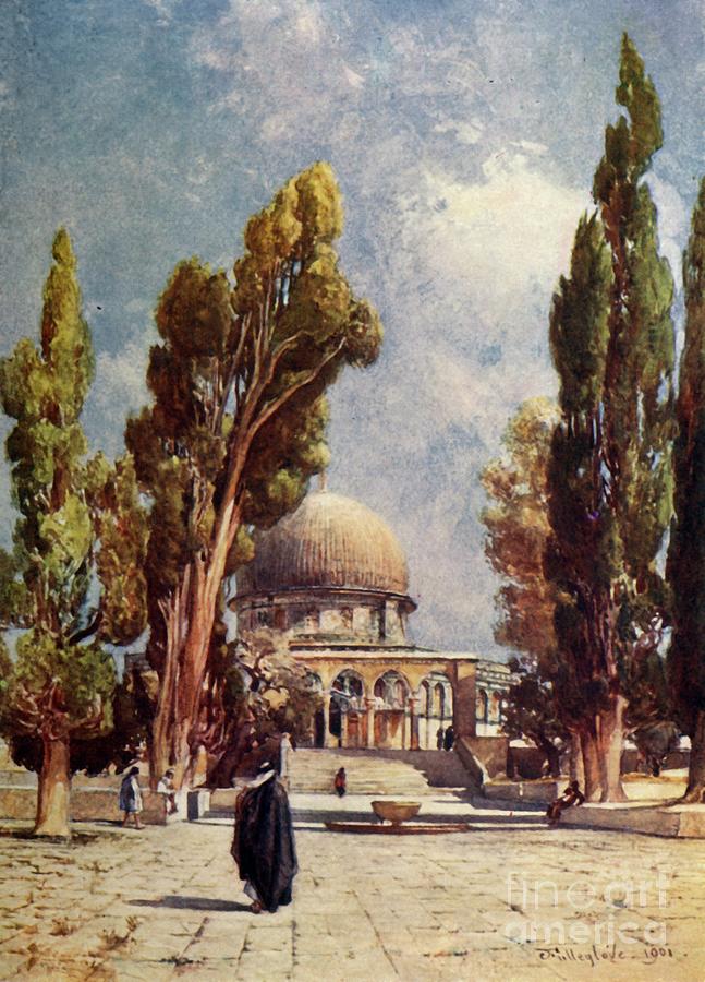 The Dome Of The Rock From The Mosque El Drawing by Print Collector