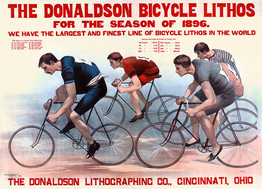 The Donaldson bicycle lithos for the season of 1896 Painting by Donaldson Litho