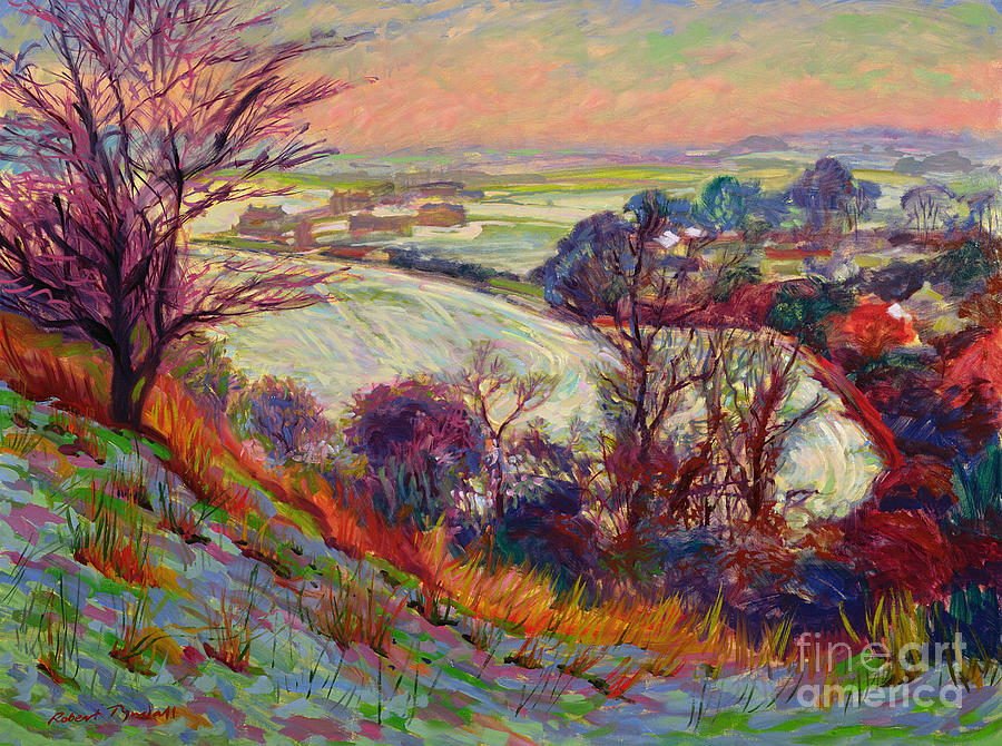 The Downs In Winter Painting by Robert Tyndall