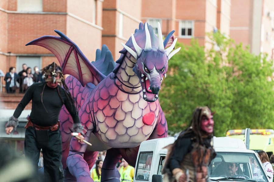 The Dragon During The Parade On The Occasion Of The Feast Of Saint George And The Dragon In Caceres, Photograph