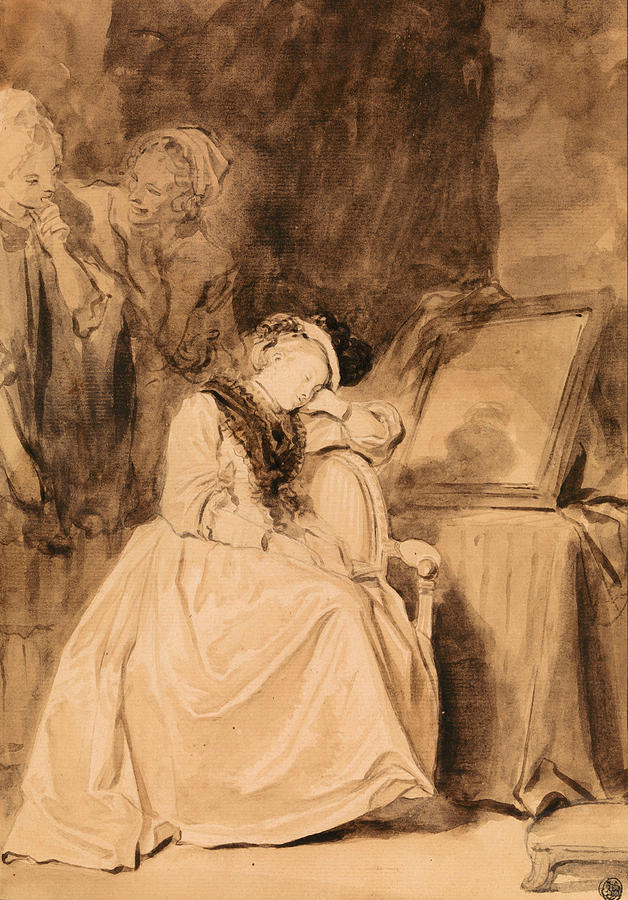 The Dreamer Drawing by Jean-Honore Fragonard