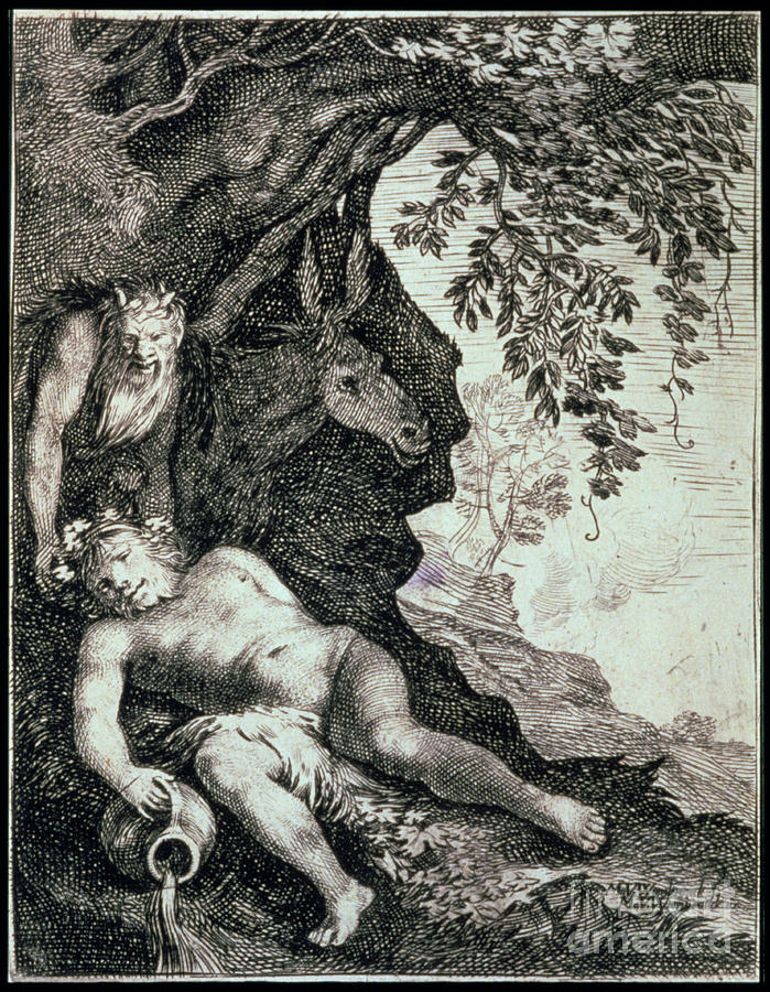 The Drunken Silenus, 17th Century Drawing by Print Collector