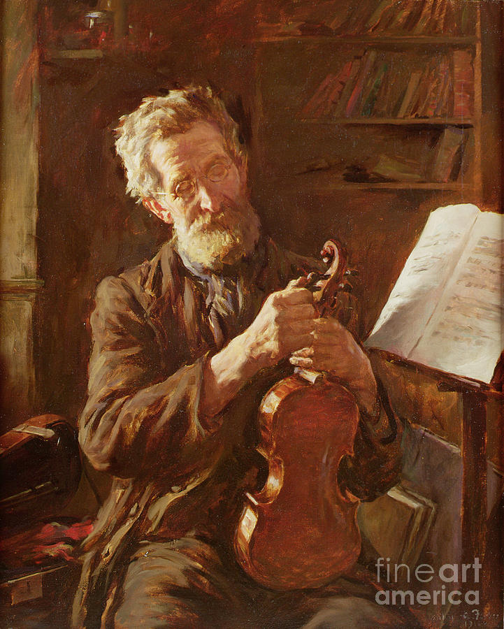 Musician Painting - The E-string by Stanhope Alexander Forbes