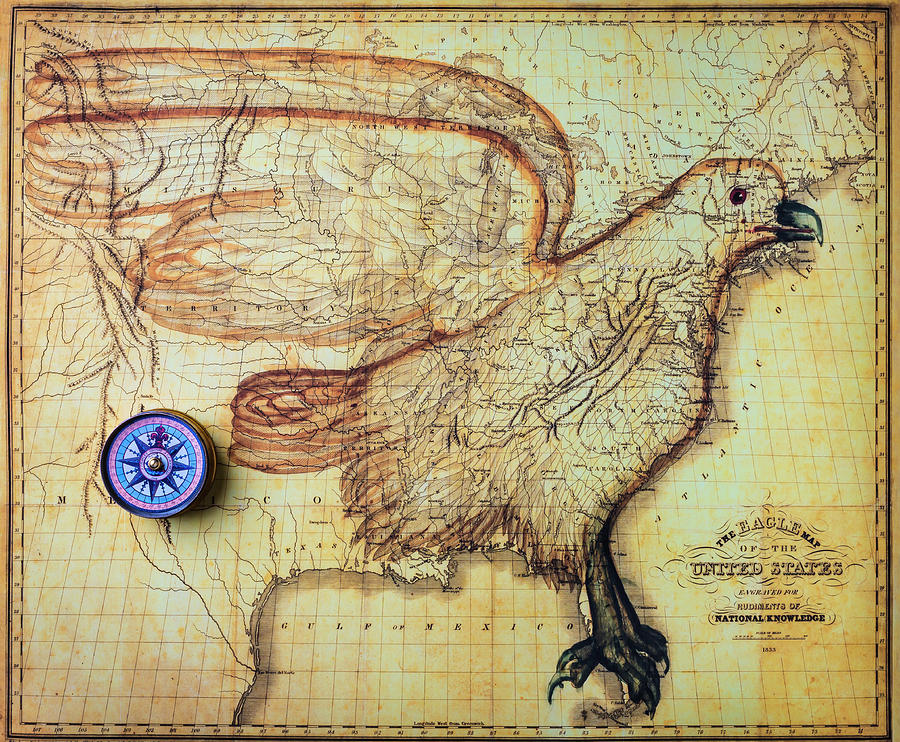 The Eagle Map With Compass Photograph by Garry Gay