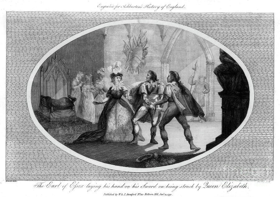 The Earl Of Essex Laying His Hand Drawing by Print Collector