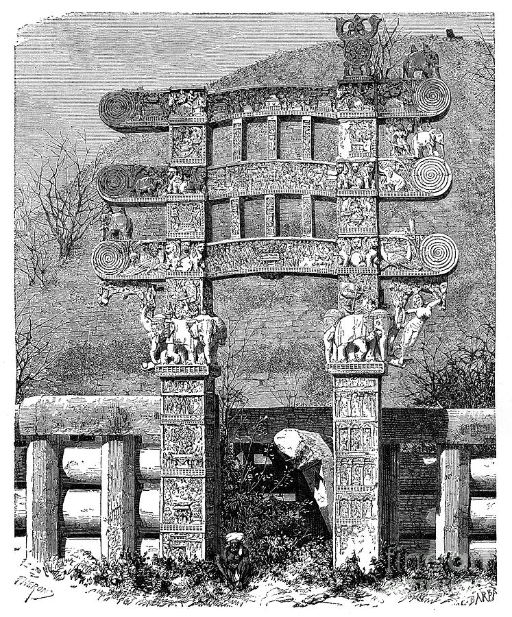 The East Gate Of The Sanchi Tope Drawing by Print Collector
