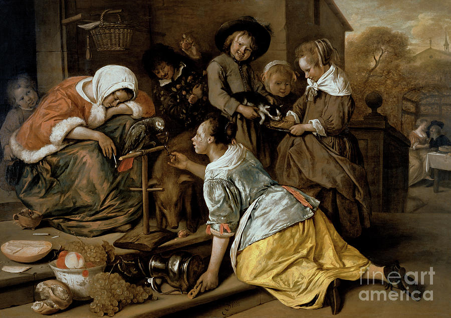 Jan Steen Painting - The Effects Of Intemperance, C.1663-65 by Jan Havicksz. Steen
