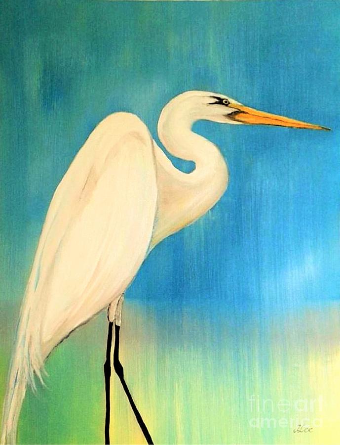 The Egret Painting by Tracey Lee Cassin