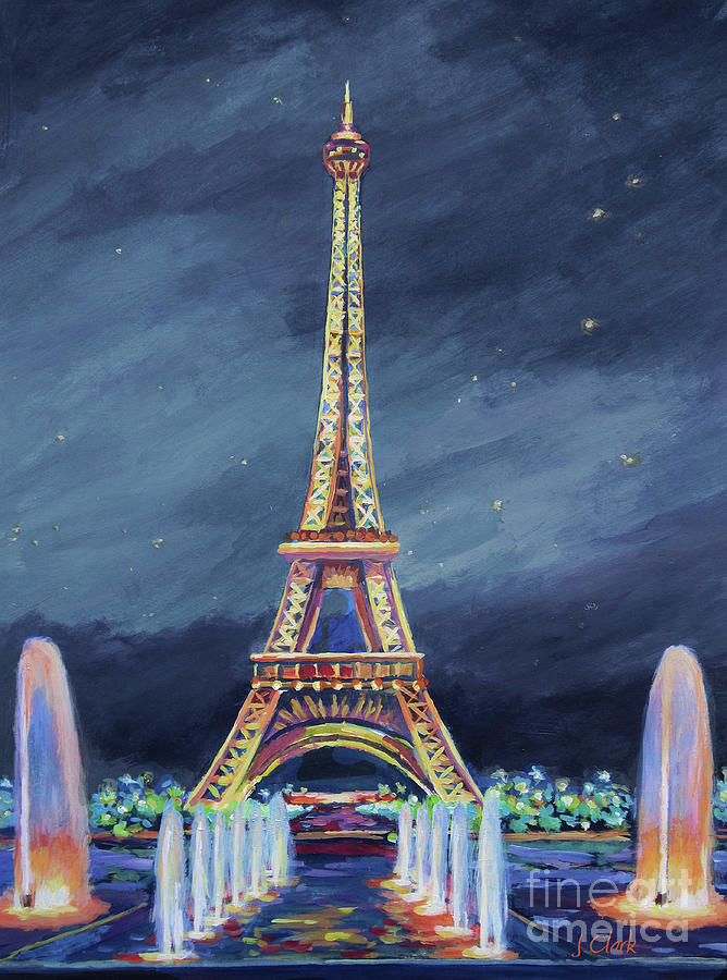 Paris Painting - The Eiffel Tower and Fountains by John Clark