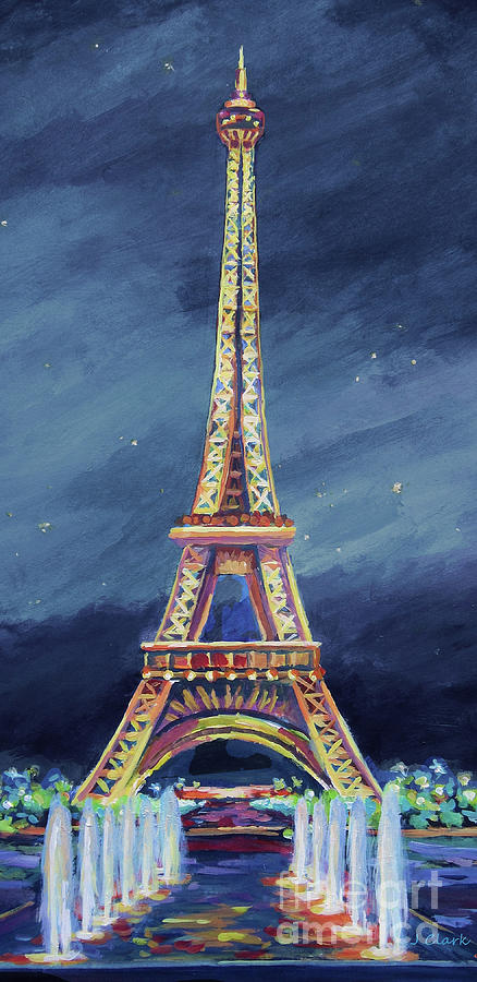 The Eiffel Tower At Night Painting By John Clark
