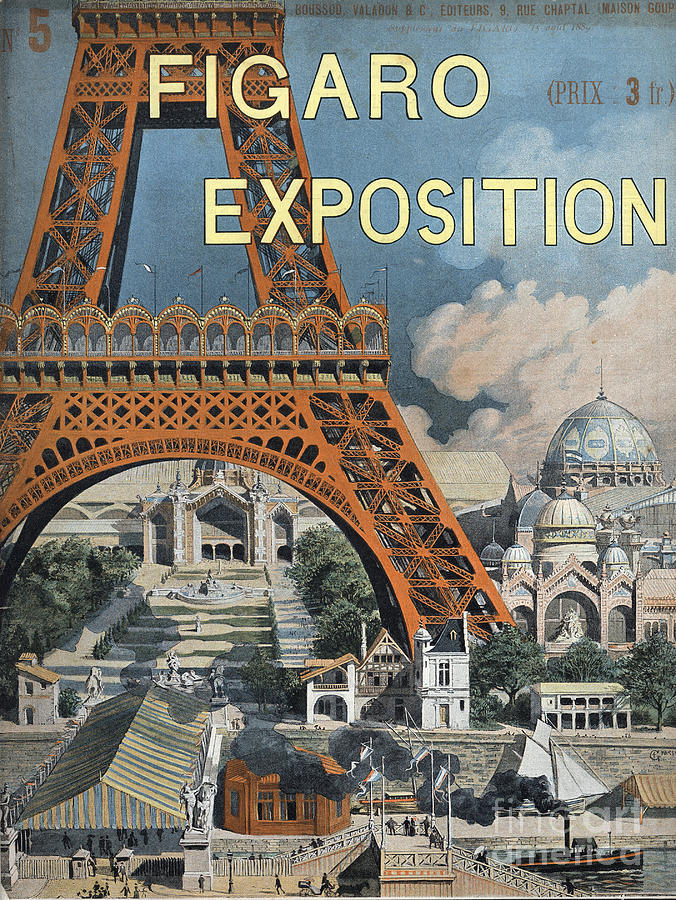 Eiffel Tower Drawing - The Eiffel Tower Has The 1889 World Exhibition In Paris Cover Of The Figaro Supplement Of August 15, 1889. by Unknown Artist