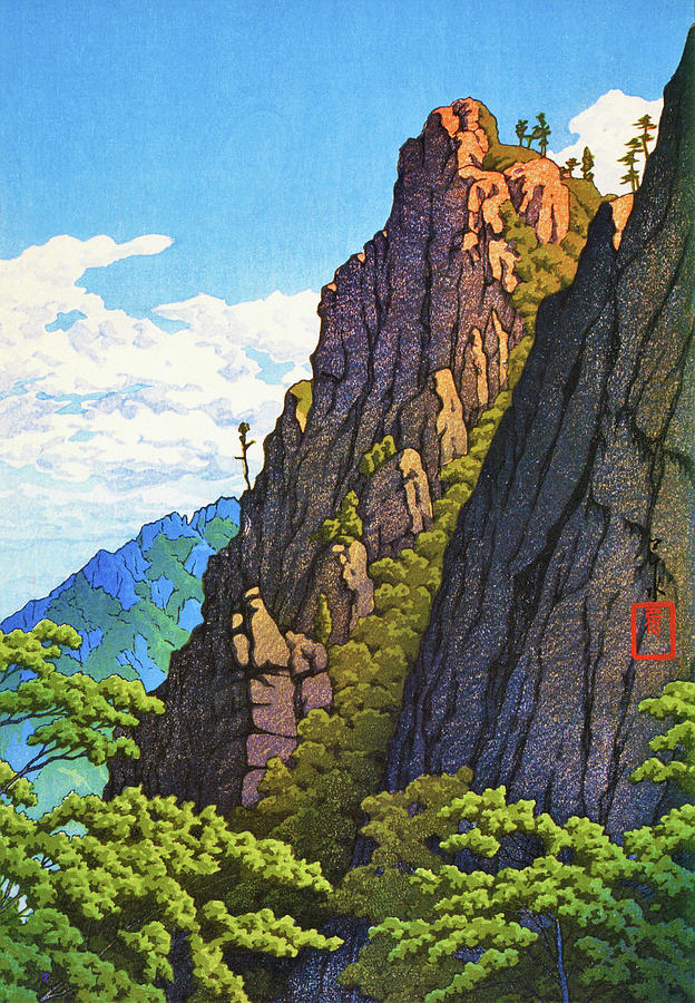 Vintage Painting - The Eight Views of Korea, Samburam Rock, Kumgang Mountain by Kawase Hasui