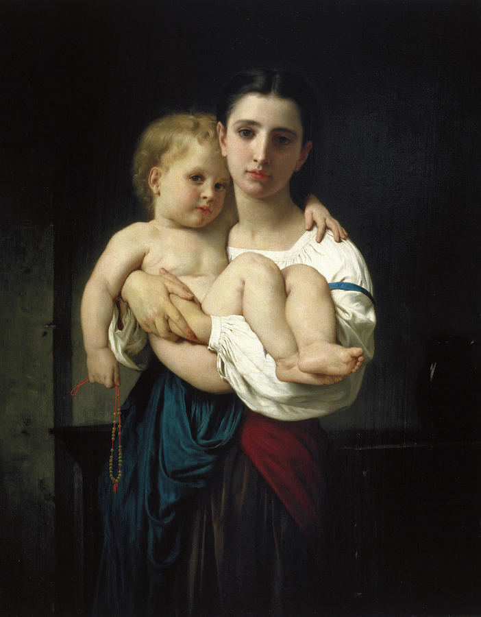 William Adolphe Bouguereau Painting - The Elder Sister, reduction by William-Adolphe Bouguereau