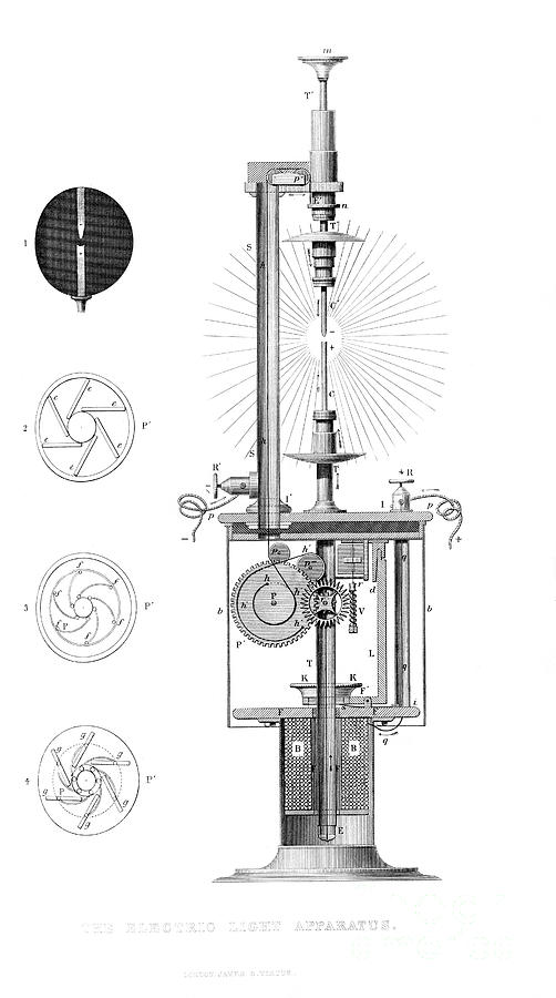 The Electric Light Apparatus, 1866 Drawing by Print Collector
