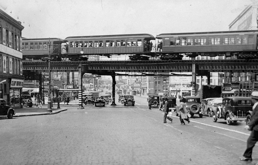 The Elevated Train El At Myrtle Avenue Photograph by New York Daily News Archive