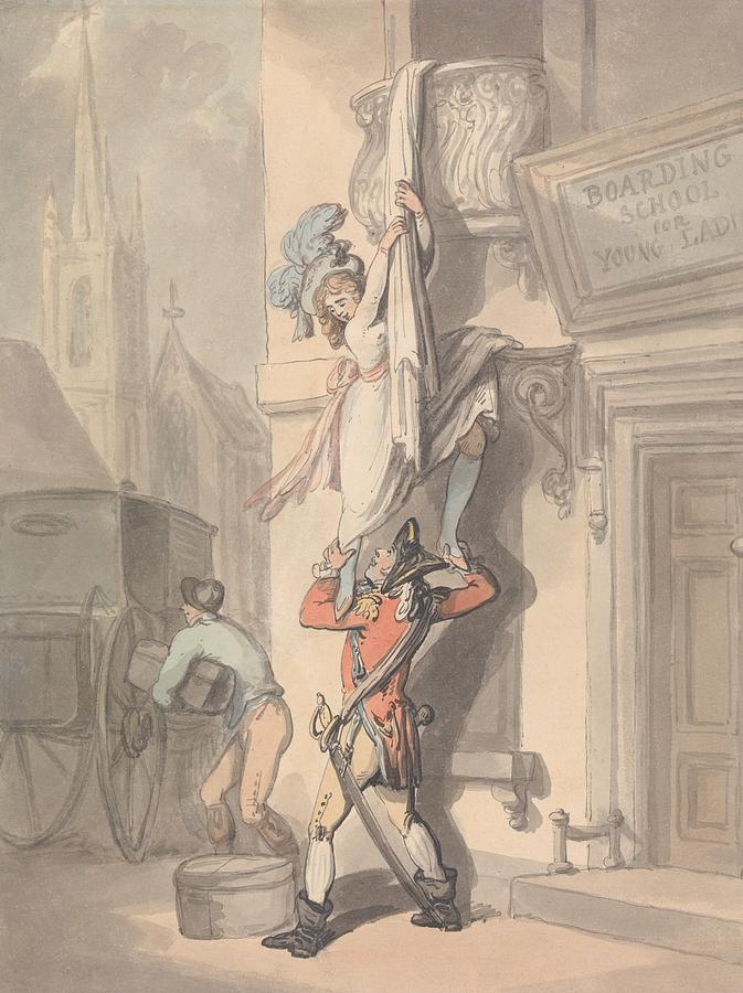 The Elopement Drawing by Thomas Rowlandson
