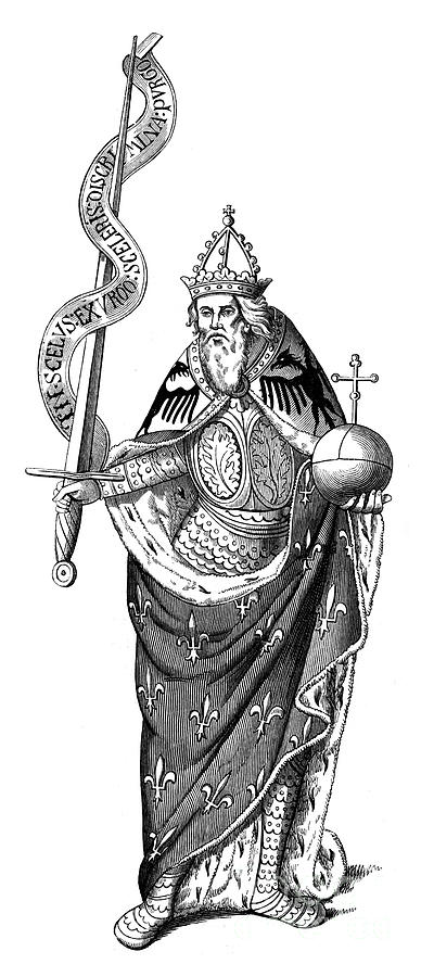 The Emperor Charlemagne 742-814, 1849 Drawing by Print Collector