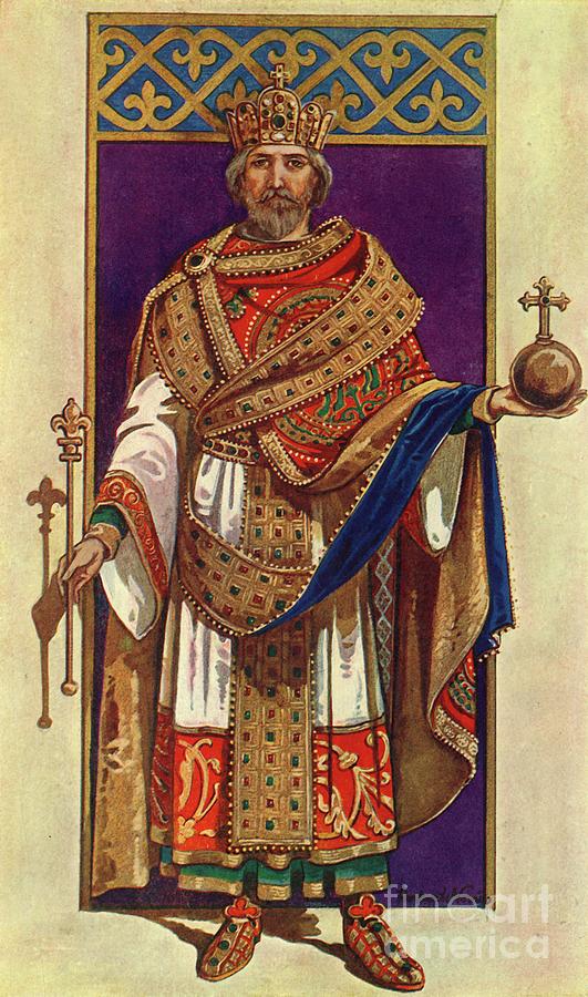The Emperor Charlemagne In Full State Drawing by Print Collector Fine