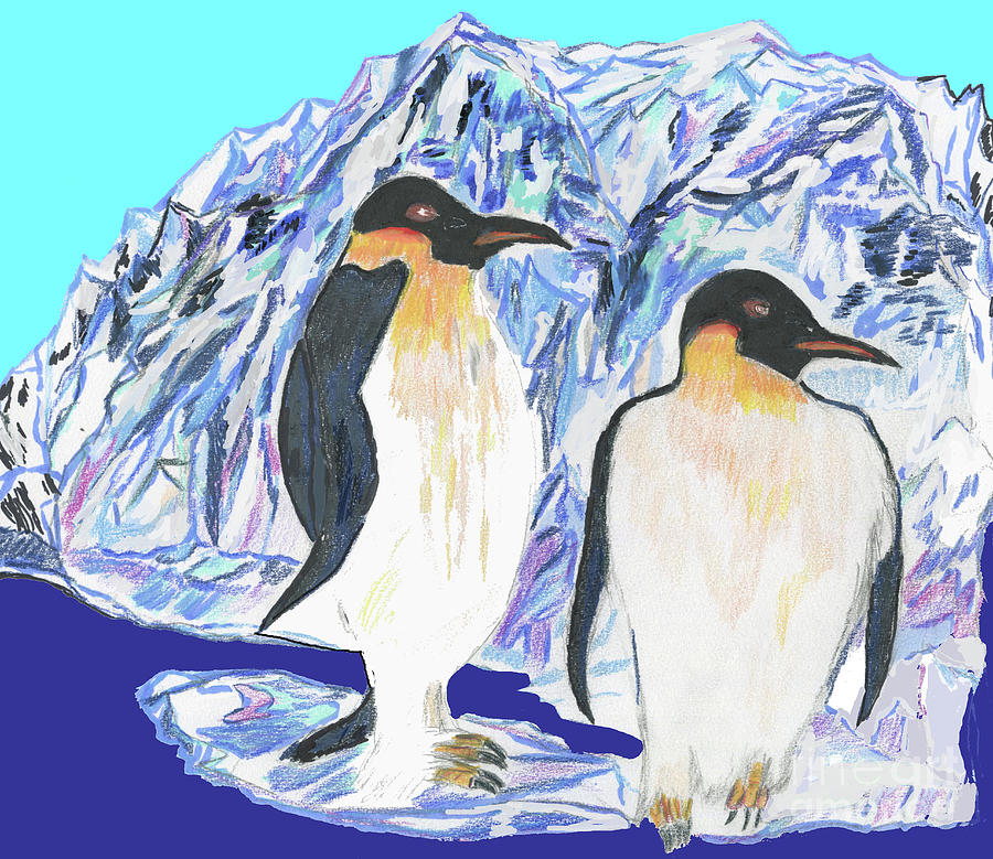 Wildlife Drawing - The emperor penguins  by Merrill Mitchell