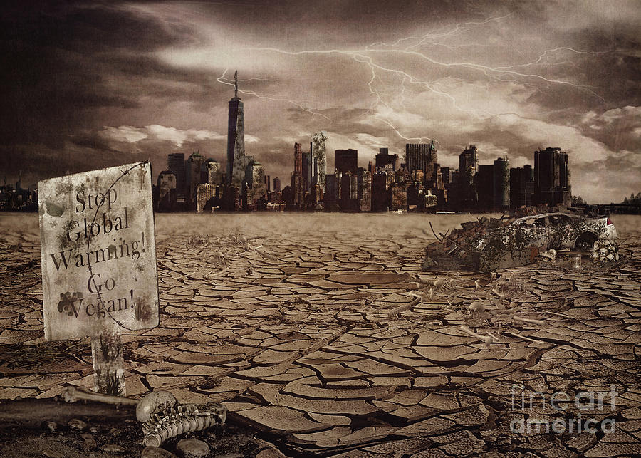 Fantasy Digital Art - The End New York by Kelley Freel-Ebner
