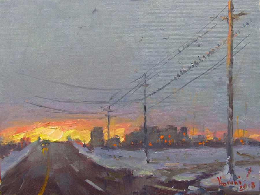 Sunset Painting - The End of a Gray Day by Ylli Haruni