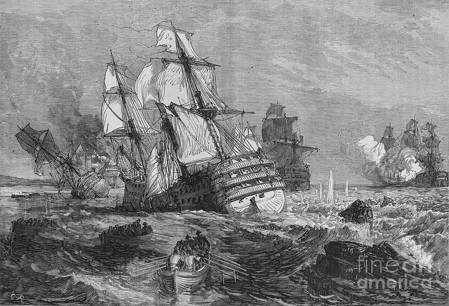 The Enemys Vessels Stranded Drawing by Print Collector