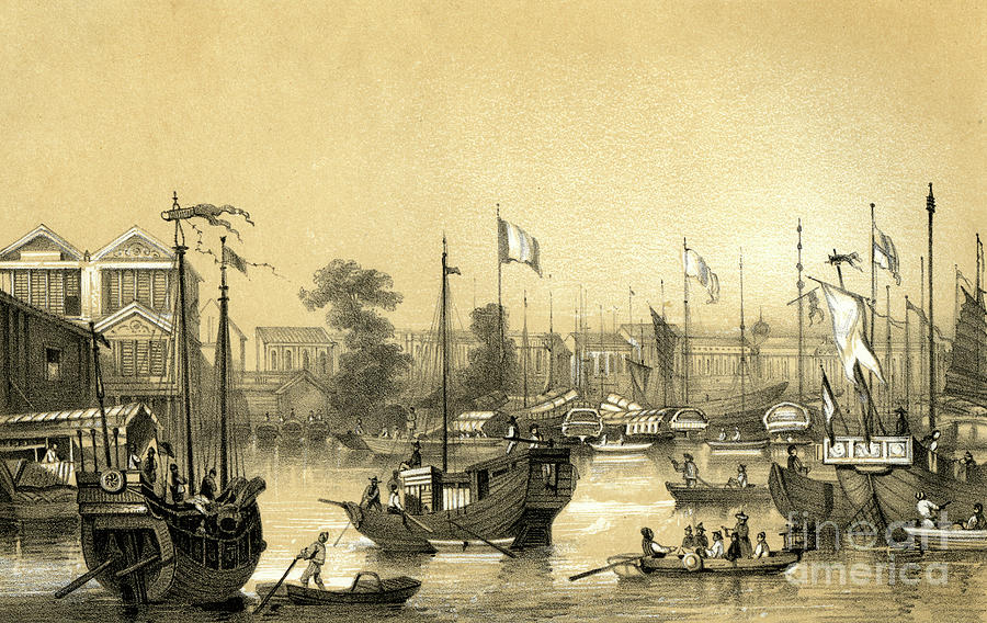 The English Factories At Canton, 1847 Drawing by Print Collector