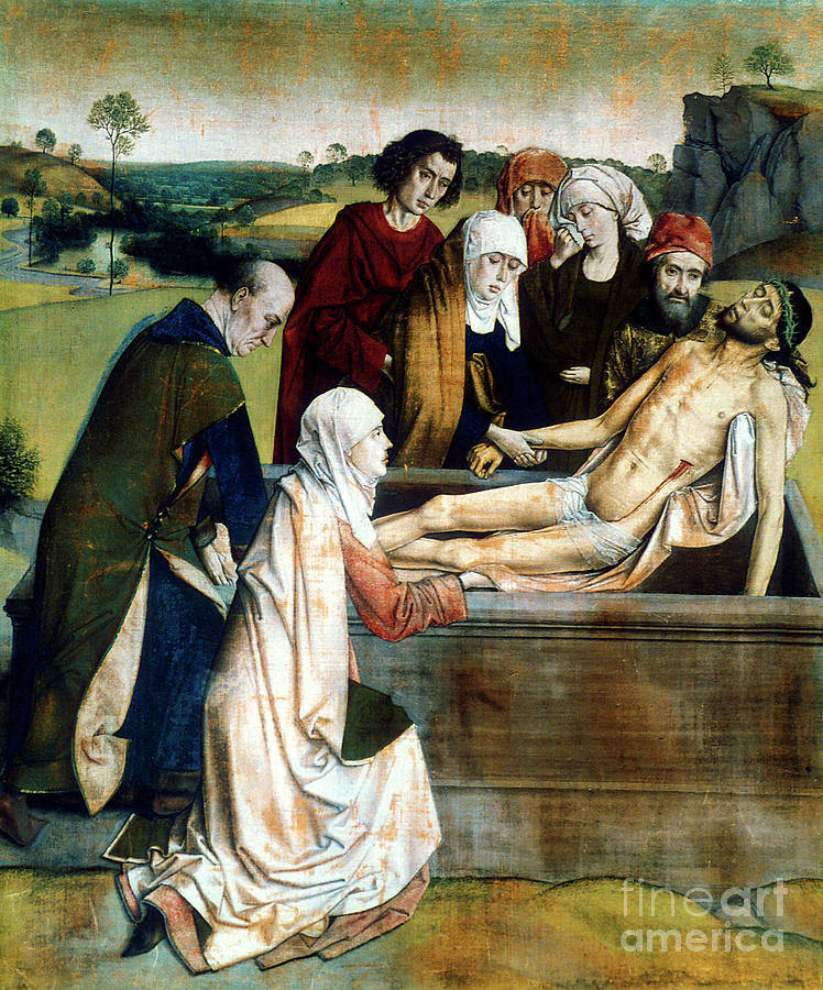 The Entombment, 1450s. Artist Dieric Drawing by Print Collector