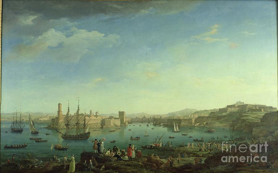 Boat Painting - The Entrance To The Port Of Marseilles, 1754 by Claude Joseph Vernet