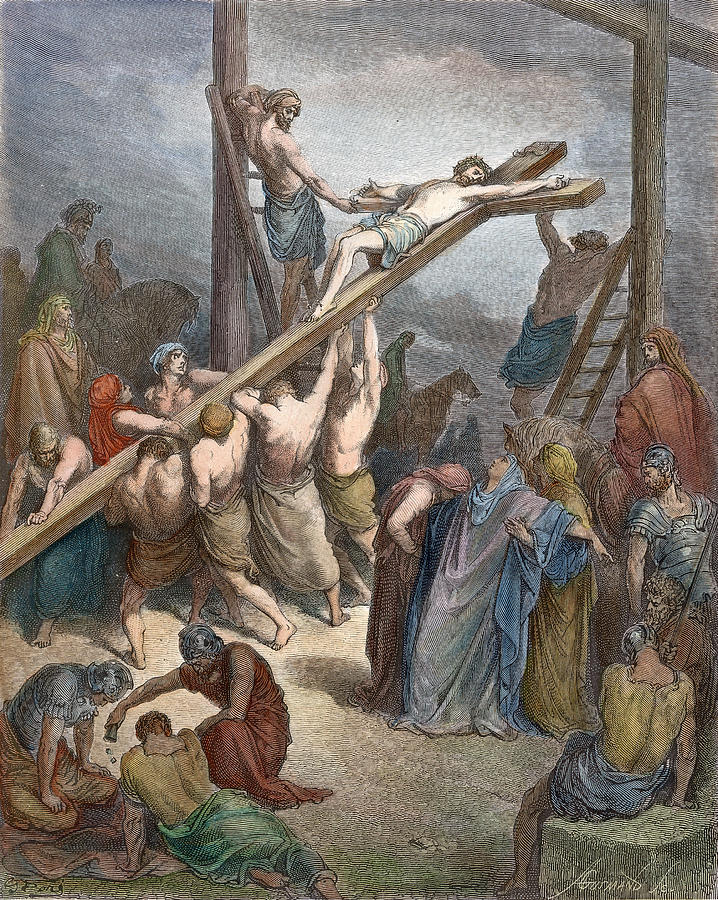 The Erection Of The Cross Painting by Gustave Dore