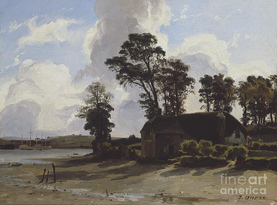 The Estuary Farm By Jules Dupre Painting by Jules Dupre