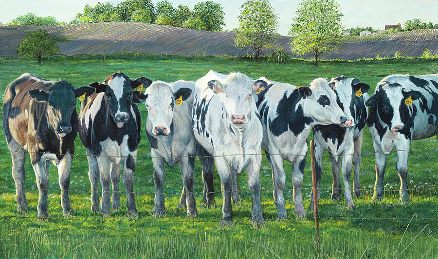 Cow Painting - The Evening Moos by Wild Wings