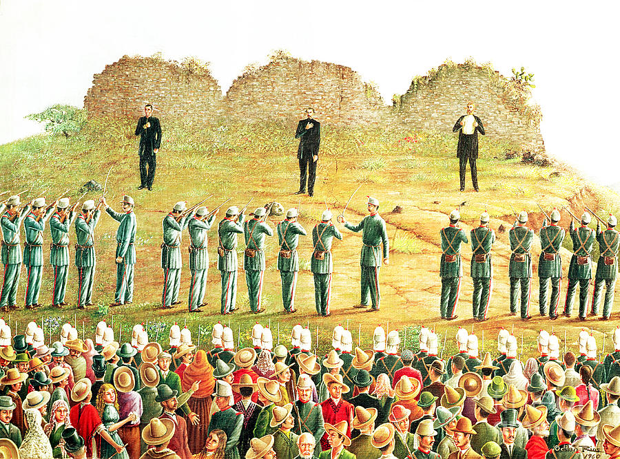 Firing Squad Painting - The Execution Of Maximilian I by Mexican School