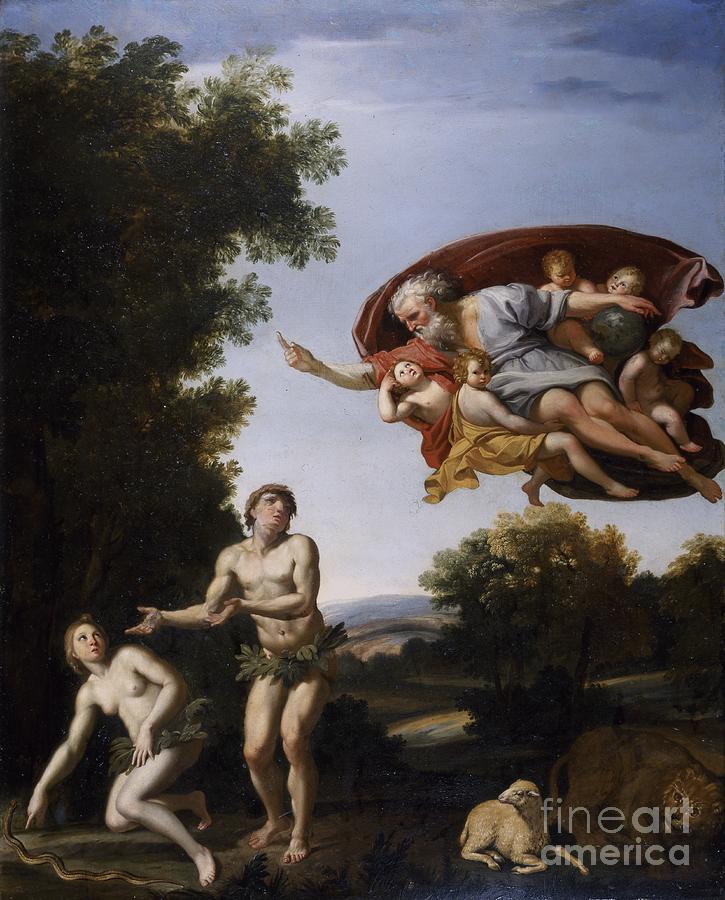 Snake Painting - The Expulsion Of Adam And Eve by Domenichino