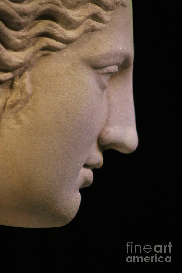 The Face of Aphrodite Closeup of Marble Statue at Pompeii Exhibit Photograph by Colleen Cornelius