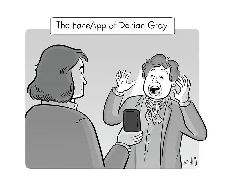 The FaceApp of Dorian Gray Drawing by Ellis Rosen