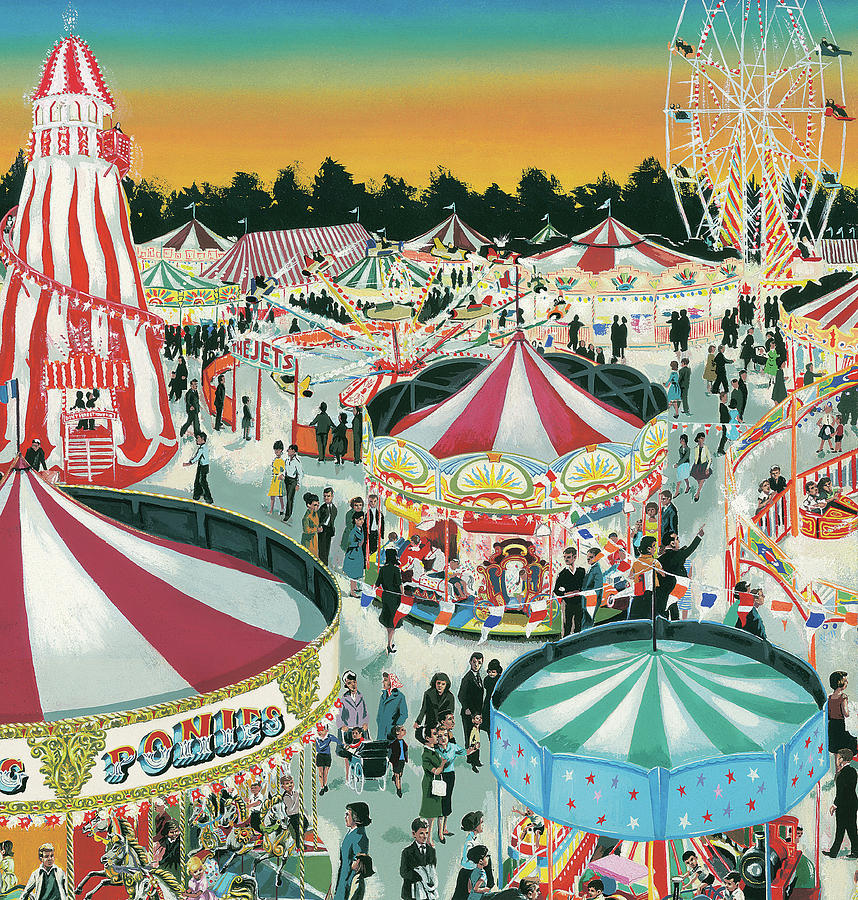 Ferris Wheel Painting - The Fair by Clive Uptton