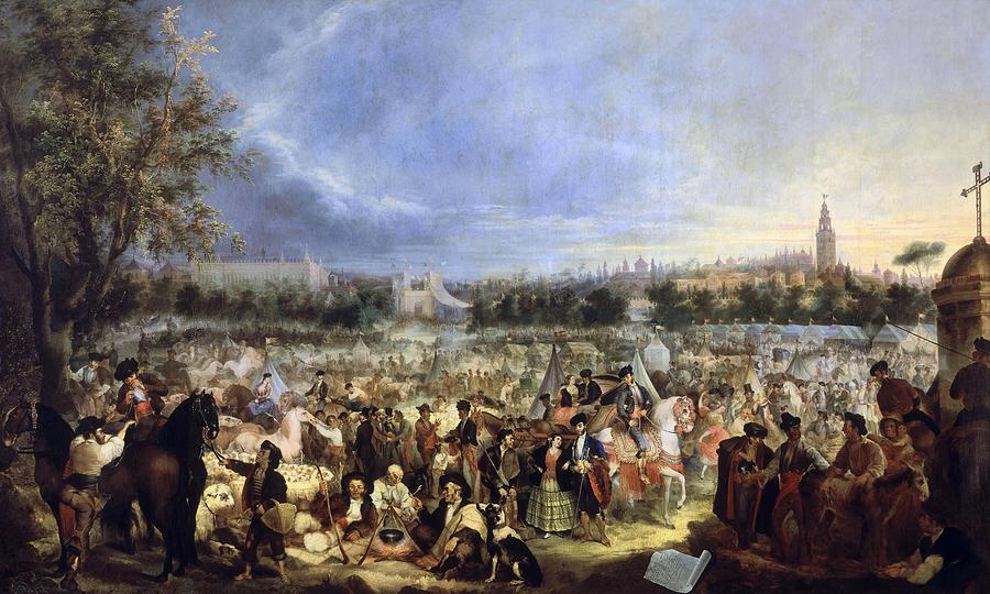 THE FAIR OF SEVILLA -LA FERIA DE SEVILLA- - 1847 - OIL ON CANVAS - 200X330 cm. CORTES ANDRES. Painting by Andres Cortes y Aguilar -1810-1879- THE FAIR OF SEVILLA -LA FERIA DE SEVILLA- - 1847 - OIL ON CANVAS - 200X330 cm. CORTES ANDRES. Painting by Andres Cortes y Aguilar -1810-1879-