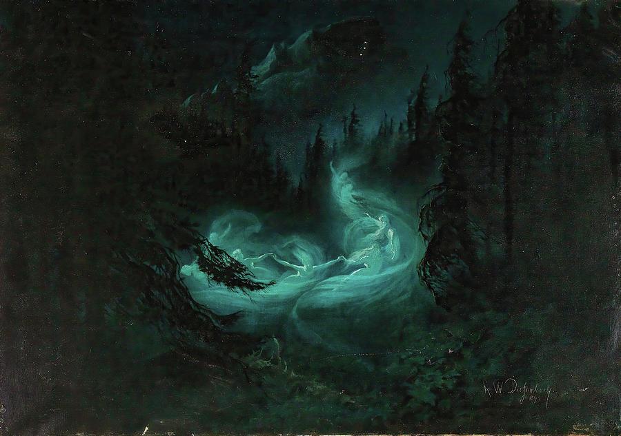 Karl Wilhelm Diefenbach Painting - The Fairy Dance by Karl Wilhelm Diefenbach